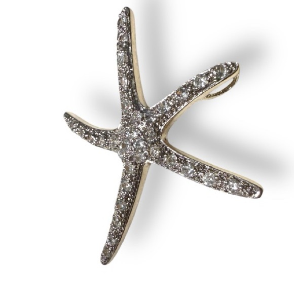 Starfish Crystal Pendant – Silver-Tone Pavé Sea Star Charm for Women - Picture 3 of 17